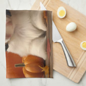 Lhasa Apso Puppy Herfst Verrukking Pompoen Theedoek (Quarter Fold)