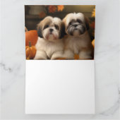 Lhasa Apso Puppy Herfstplezier Pompoen  Kaart (Binnen)