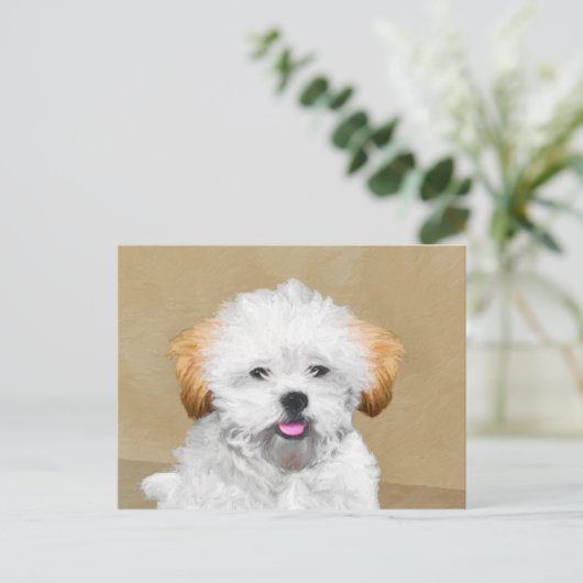 Lhasa Apso Puppy Painting - Cute Original Dog Art Briefkaart (Staand voorkant)