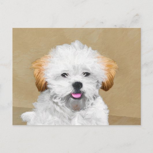 Lhasa Apso Puppy Painting - Cute Original Dog Art Briefkaart (Voorkant)