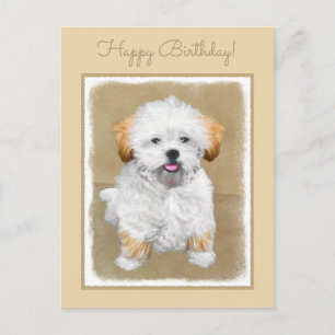 Lhasa Apso Puppy Painting - Cute Original Dog Art Briefkaart