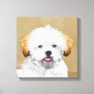 Lhasa Apso Puppy Painting - Cute Original Dog Art Canvas Afdruk