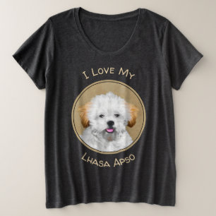 Lhasa Apso Puppy Painting - Cute Original Dog Art Grote Maat T-shirt