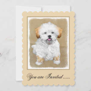 Lhasa Apso Puppy Painting - Cute Original Dog Art Kaart