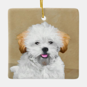 Lhasa Apso Puppy Painting - Cute Original Dog Art Keramisch Ornament
