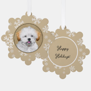 Lhasa Apso Puppy Painting - Cute Original Dog Art Ornament Kaart