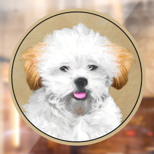 Lhasa Apso Puppy Painting - Cute Original Dog Art Raamsticker