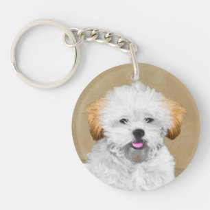 Lhasa Apso Puppy Painting - Cute Original Dog Art Sleutelhanger