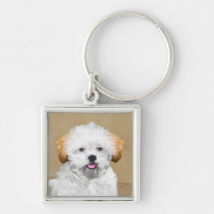Lhasa Apso Puppy Painting - Cute Original Dog Art Sleutelhanger