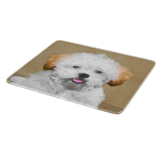 Lhasa Apso Puppy Painting - Cute Original Dog Art Snijplank (Hoek)