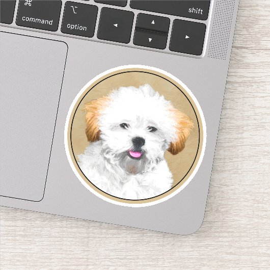 Lhasa Apso Puppy Painting - Cute Original Dog Art Sticker (Detail)