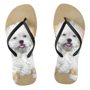 Lhasa Apso Puppy Painting - Cute Original Dog Art Teenslippers
