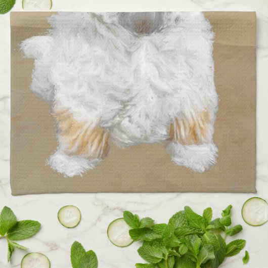 Lhasa Apso Puppy Painting - Cute Original Dog Art Theedoek (Gevouwen)