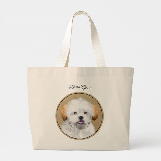 Lhasa Apso Puppy Schilderen Schattigee Originele H Grote Tote Bag (Achterkant)