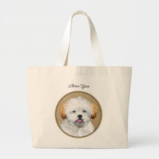Lhasa Apso Puppy Schilderen Schattigee Originele H Grote Tote Bag (Voorkant)