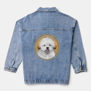Lhasa Apso Puppy Schilderij - Mooie Originele Hond Denim Jacket