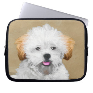 Lhasa Apso Puppy Schilderij - Mooie Originele Hond Laptop Sleeve