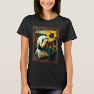 Lhasa Apso Schilderen Zonnebloem Bloem Moeder Vrou T-shirt