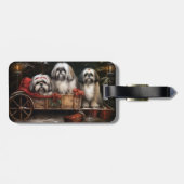 Lhasa Apso Sneeuw Slede Kerst Decoratie Bagagelabel (Achterkant horizontaal)