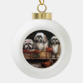Lhasa Apso Sneeuw slee Kerst decoratie (Voorkant)