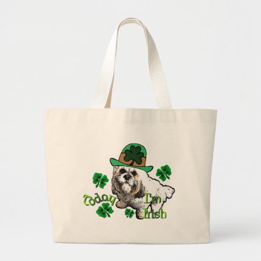 Lhasa Apso St Patricks Grote Tote Bag (Voorkant)
