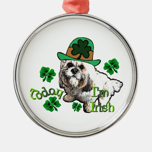 Lhasa Apso St Patricks Metalen Ornament (Voorkant)