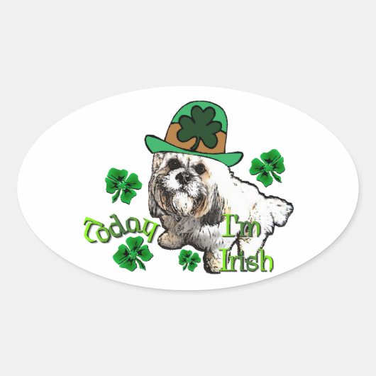 Lhasa Apso St Patricks Ovale Sticker (Voorkant)