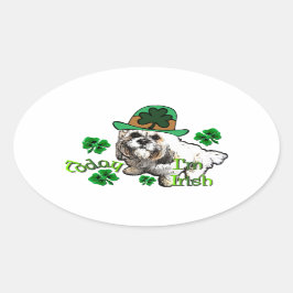 Lhasa Apso St Patricks Ovale Sticker
