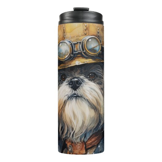 Lhasa Apso Steampunk Dog Thermosbeker (Voorkant)