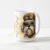 Lhasa Apso Steampunk Hond Koffiemok (Voorkant rechts)