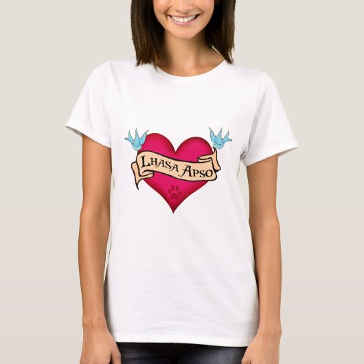 Lhasa Apso Tattoo Heart T-shirt (Voorkant)