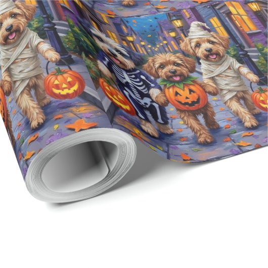 Lhasa Apso Trick-or-Treating In Halloween Kostuums Cadeaupapier (Rol Hoek)