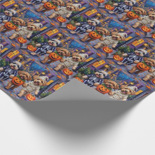 Lhasa Apso Trick-or-Treating In Halloween Kostuums Cadeaupapier (Hoek)