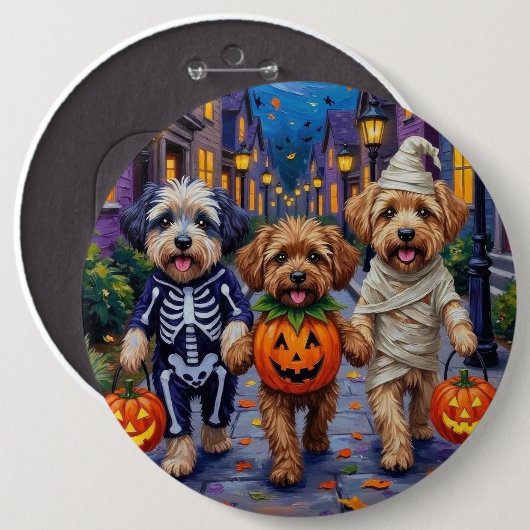 Lhasa Apso Trick-or-Treating In Halloween Kostuums Ronde Button 6,0 Cm (Voorkant /achterkant)