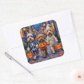 Lhasa Apso Trick-or-Treating In Halloween Kostuums Vierkante Sticker (Envelop)