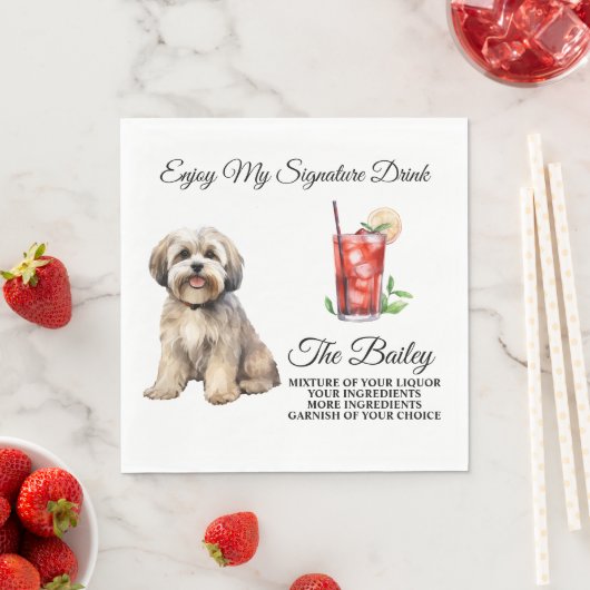 Lhasa Apso Trouw Signature Drank Servetten (Insitu)
