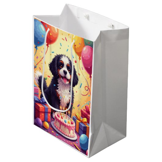 Lhasa Apso Verjaardagsfeest Medium Cadeauzakje (Voorkant Gekanteld)