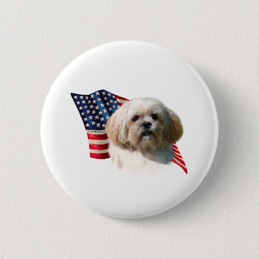 Lhasa Apso Vlag Ronde Button 5,7 Cm (Voorkant)