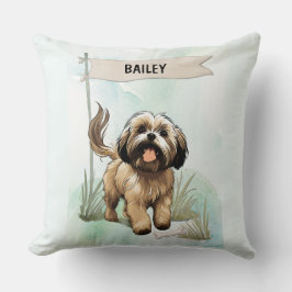 Lhasa Apso Watercolor Personalized Dog Kussen