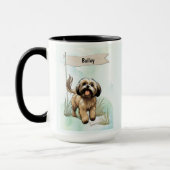 Lhasa Apso Watercolor Personalized Dog Mok (Links)