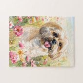 Lhasa Apso Watercolor Puzzle Legpuzzel (Horizontaal)