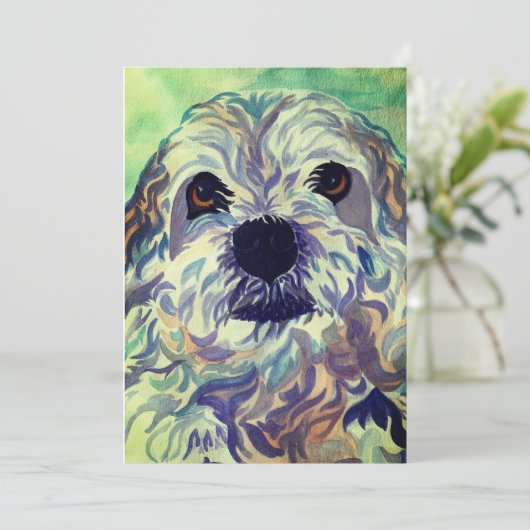 Lhasa Apso Waterverf Bedankkaart (Staand voorkant)