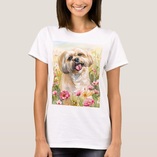 Lhasa Apso-waterverf dames T-shirt (Voorkant)