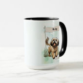 Lhasa Apso-waterverf Gepersonaliseerde Hond Mok (Voorkant rechts)