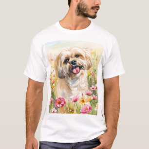 Lhasa Apso-waterverf heren T-shirt