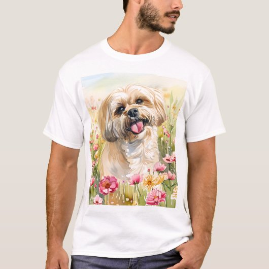 Lhasa Apso-waterverf heren T-shirt (Voorkant)