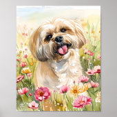 Lhasa Apso Waterverf Hond Poster Wall Print (Voorkant)