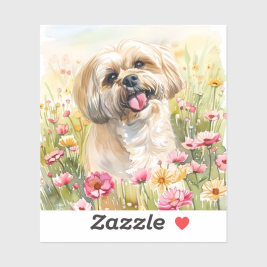Lhasa Apso-waterverf sticker (Vel)