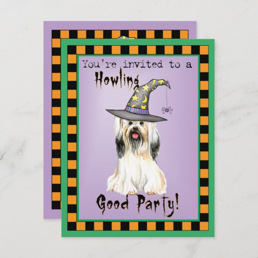 Lhasa Apso Witch Uitnodiging (Voorkant / Achterkant)