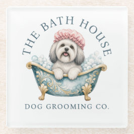 Lhasa Apso Witte Hond Grooming Glas Onderzetter